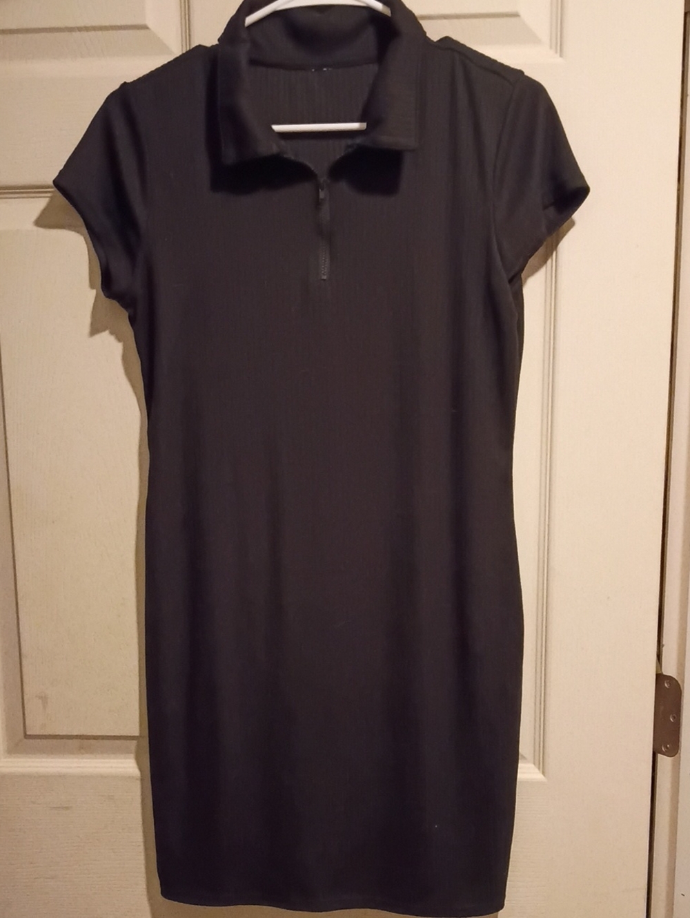 Classic Black Mini Dress with Zip Collar